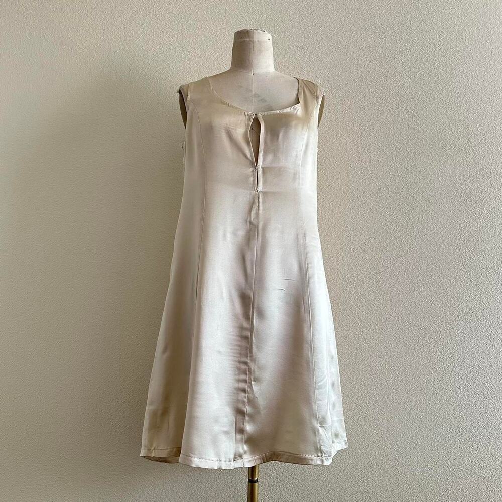 handmade champagne satin sleeveless mini/midi dress
